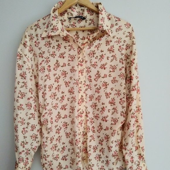 PRINTED SATIN SHIRT VANILLA - Picture 4 of 8